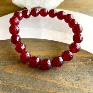 BIG 10 MM FACETED BEADS GARNET BRACELET